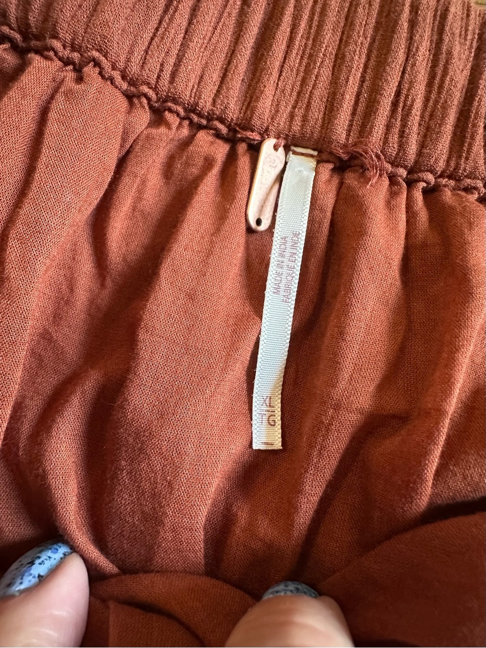 Free People Ashlyn Rust Asymmetrical Lace-Trim Maxi Skirt - Picture 9 of 12